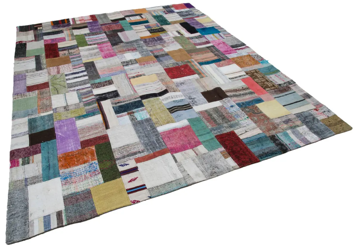 Chaput Patchwork Multi Renk Pamuk Üzerine Yün El Dokuma Kilim-251x308 - Görsel 2