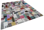 Chaput Patchwork Multi Renk Pamuk Üzerine Yün El Dokuma Kilim-251x308 - Görsel 2