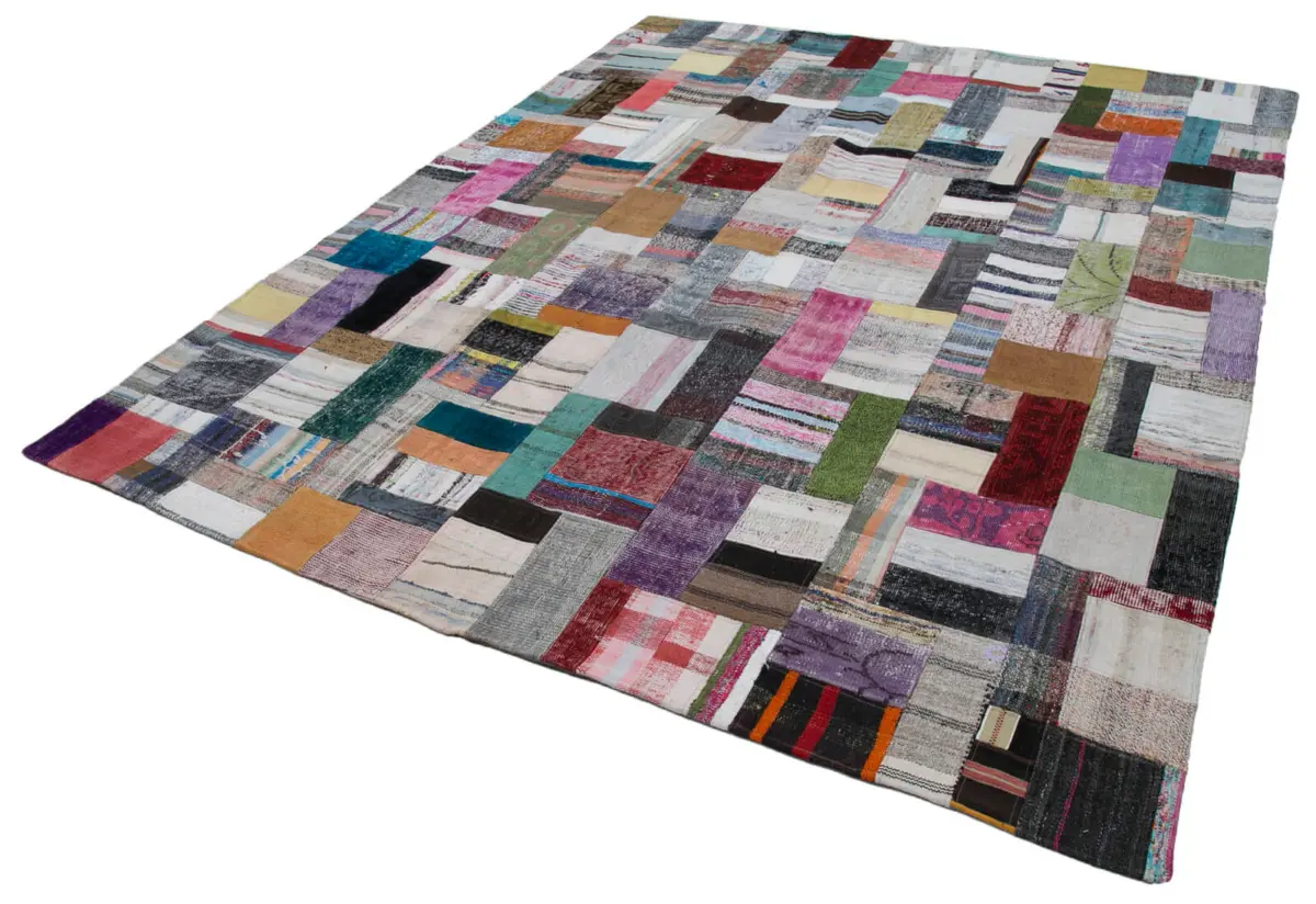 Chaput Patchwork Multi Renk Pamuk Üzerine Yün El Dokuma Kilim-251x308 - Görsel 3