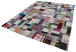 Chaput Patchwork Multi Renk Pamuk Üzerine Yün El Dokuma Kilim-251x308 - Görsel 3