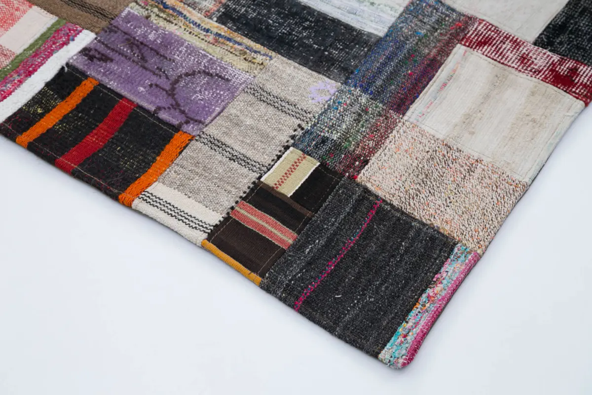 Chaput Patchwork Multi Renk Pamuk Üzerine Yün El Dokuma Kilim-251x308 - Görsel 4