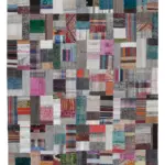 Chaput Patchwork Multi Renk Pamuk Üzerine Yün El Dokuma Kilim-241x310