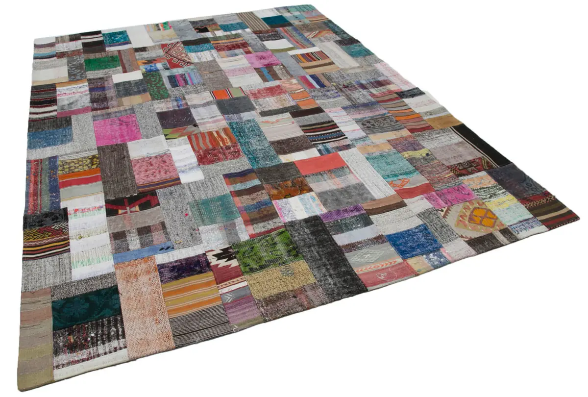 Chaput Patchwork Multi Renk Pamuk Üzerine Yün El Dokuma Kilim-241x310 - Görsel 2