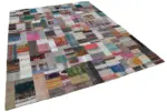 Chaput Patchwork Multi Renk Pamuk Üzerine Yün El Dokuma Kilim-241x310 - Görsel 2