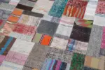 Chaput Patchwork Multi Renk Pamuk Üzerine Yün El Dokuma Kilim-241x310 - Görsel 6