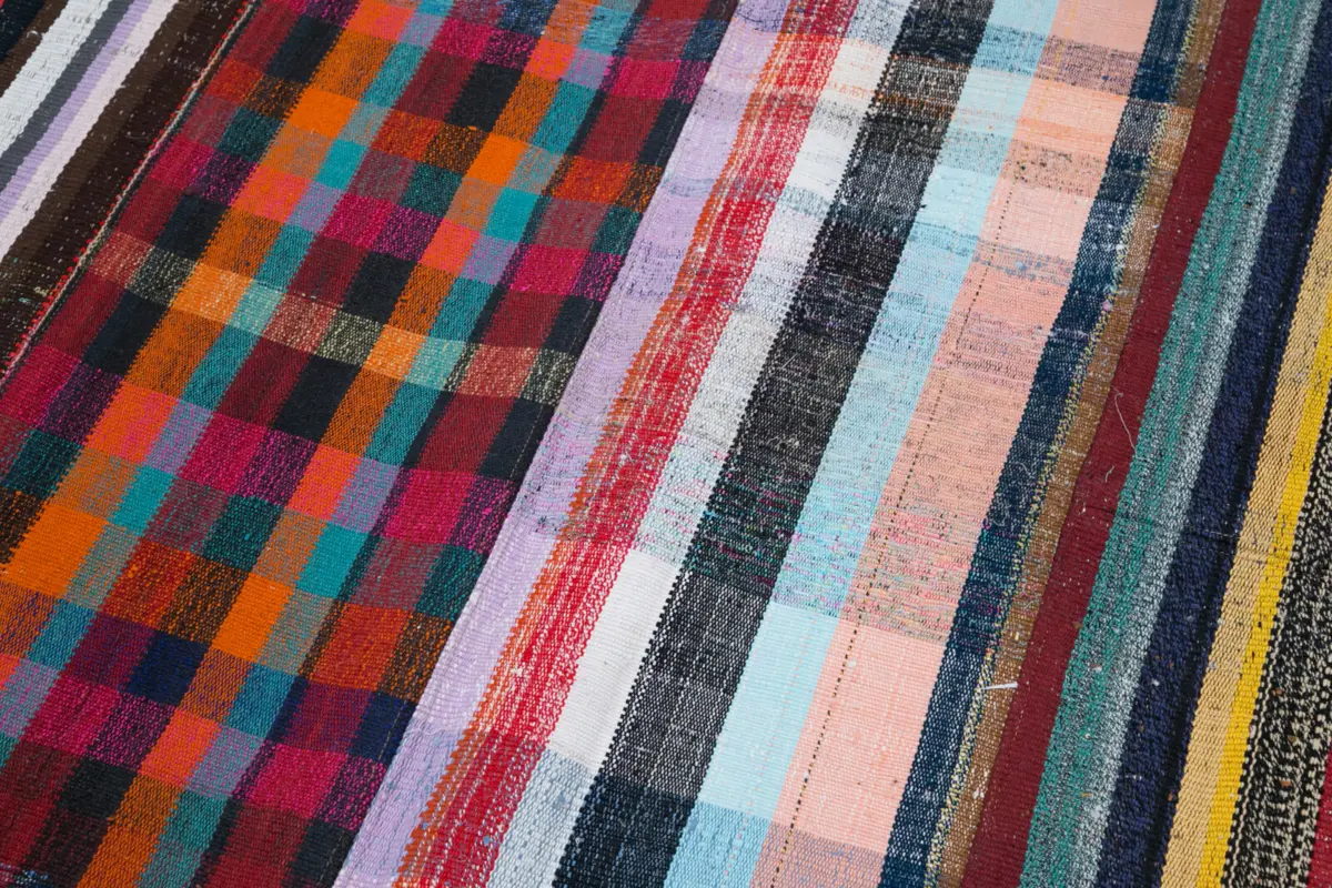 Chaput Patchwork Multi Renk Pamuk Üzerine Yün El Dokuma Kilim-243x307 - Görsel 6