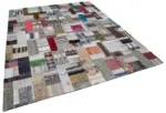 Chaput Patchwork Multi Renk Pamuk Üzerine Yün El Dokuma Kilim-246x306 - Görsel 2
