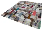 Chaput Patchwork Multi Renk Pamuk Üzerine Yün El Dokuma Kilim-246x306 - Görsel 3