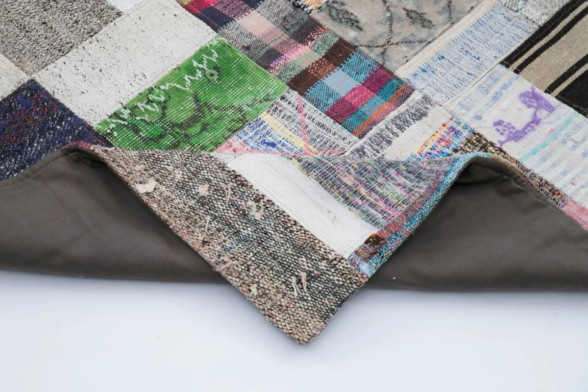 Chaput Patchwork Multi Renk Pamuk Üzerine Yün El Dokuma Kilim-246x306 - Görsel 5