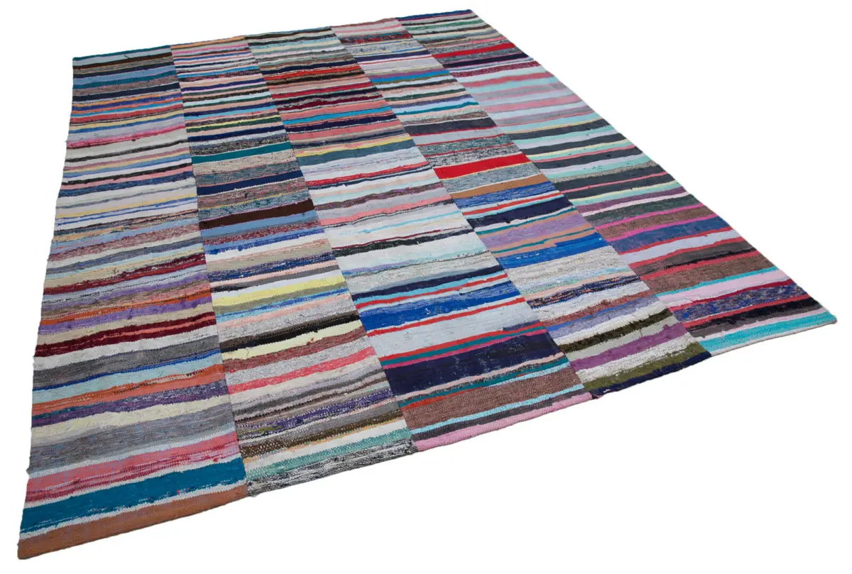 Chaput Patchwork Multi Renk Pamuk Üzerine Yün El Dokuma Kilim-248x307 - Görsel 2
