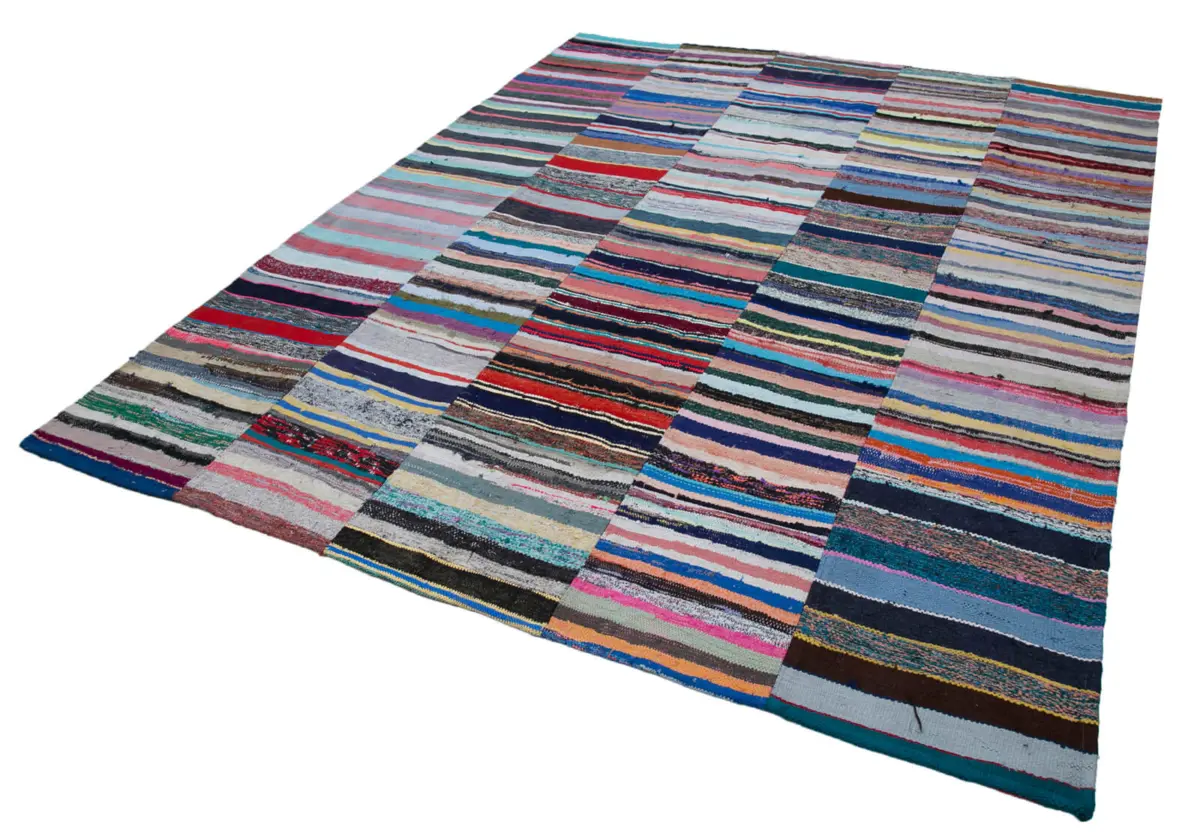 Chaput Patchwork Multi Renk Pamuk Üzerine Yün El Dokuma Kilim-248x307 - Görsel 3