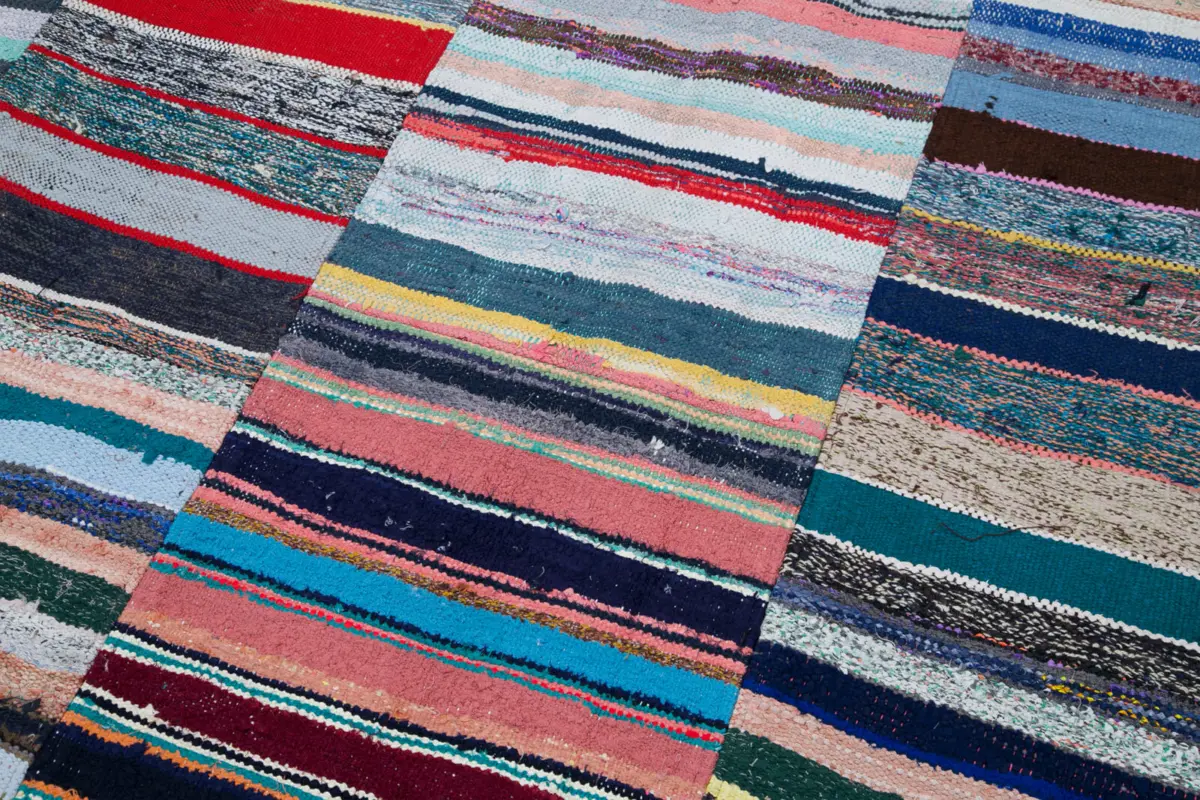 Chaput Patchwork Multi Renk Pamuk Üzerine Yün El Dokuma Kilim-248x307 - Görsel 6