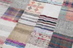 Chaput Patchwork Multi Renk Pamuk Üzerine Yün El Dokuma Kilim-240x300 - Görsel 6