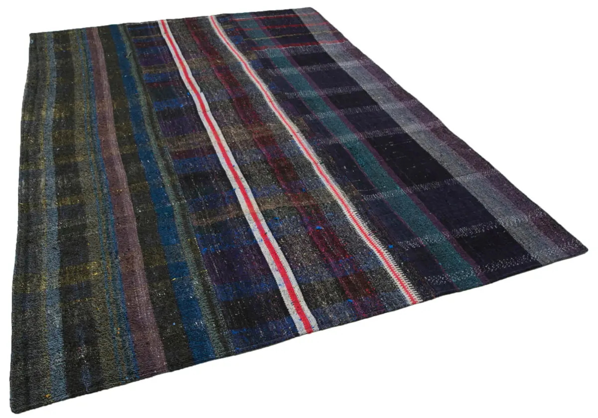 Chaput Patchwork Multi Renk Pamuk Üzerine Yün El Dokuma Kilim-230x315 - Görsel 2