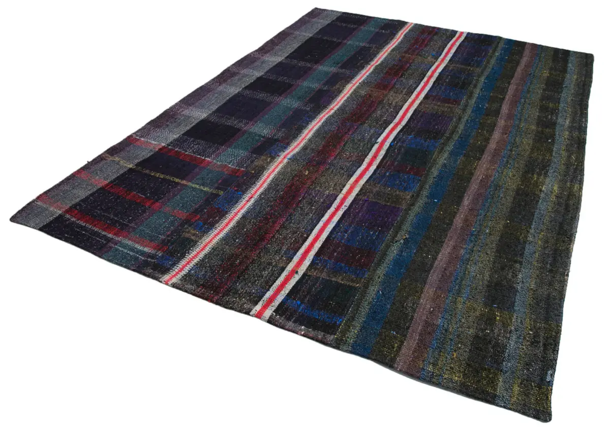 Chaput Patchwork Multi Renk Pamuk Üzerine Yün El Dokuma Kilim-230x315 - Görsel 3