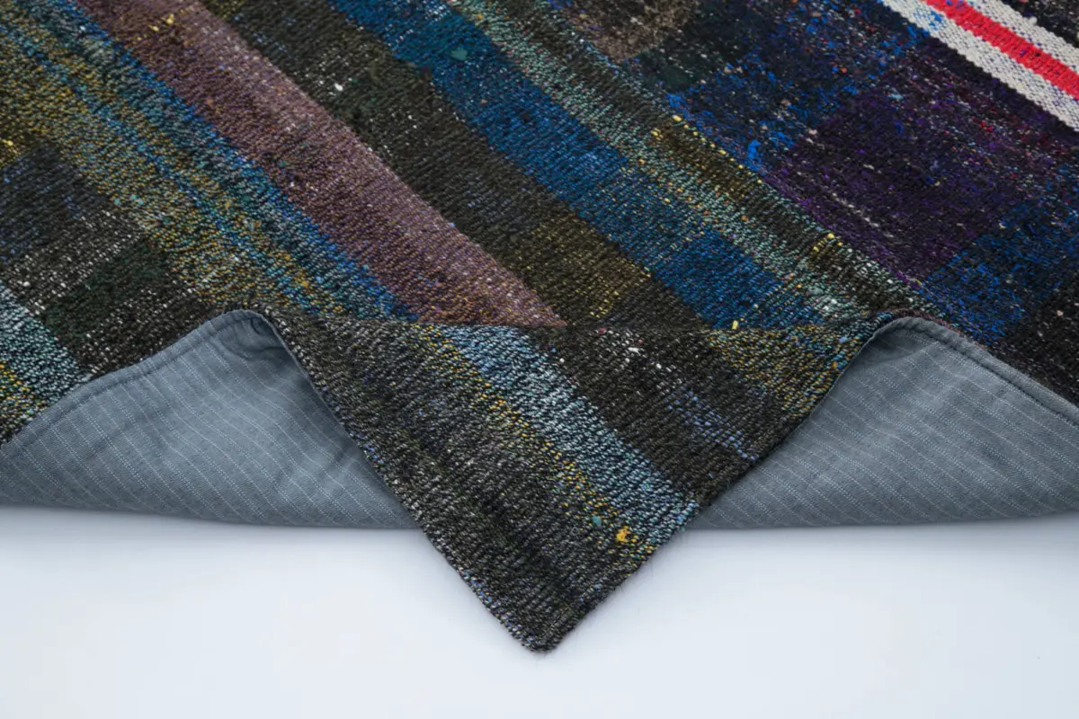 Chaput Patchwork Multi Renk Pamuk Üzerine Yün El Dokuma Kilim-230x315 - Görsel 6