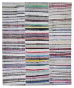 Chaput Patchwork Multi Renk Pamuk Üzerine Yün El Dokuma Kilim-246x298