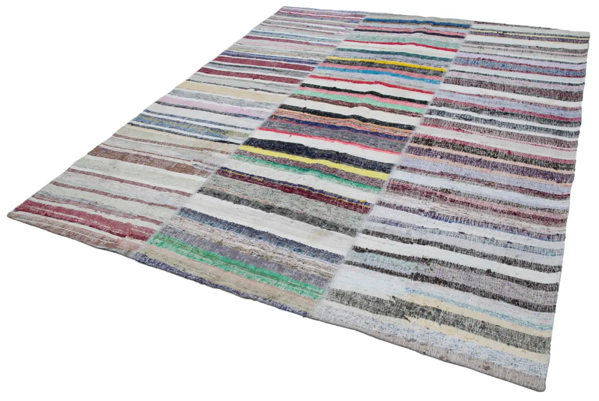 Chaput Patchwork Multi Renk Pamuk Üzerine Yün El Dokuma Kilim-246x298 - Görsel 3