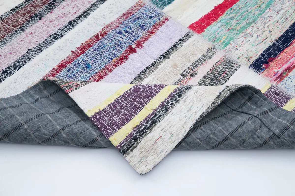 Chaput Patchwork Multi Renk Pamuk Üzerine Yün El Dokuma Kilim-246x298 - Görsel 5