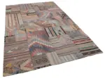Anadolu Patchwork Multi Renk Pamuk Üzerine Yün El Dokuma Kilim-203x302 - Görsel 2