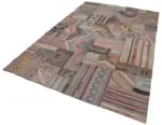 Anadolu Patchwork Multi Renk Pamuk Üzerine Yün El Dokuma Kilim-203x302 - Görsel 3
