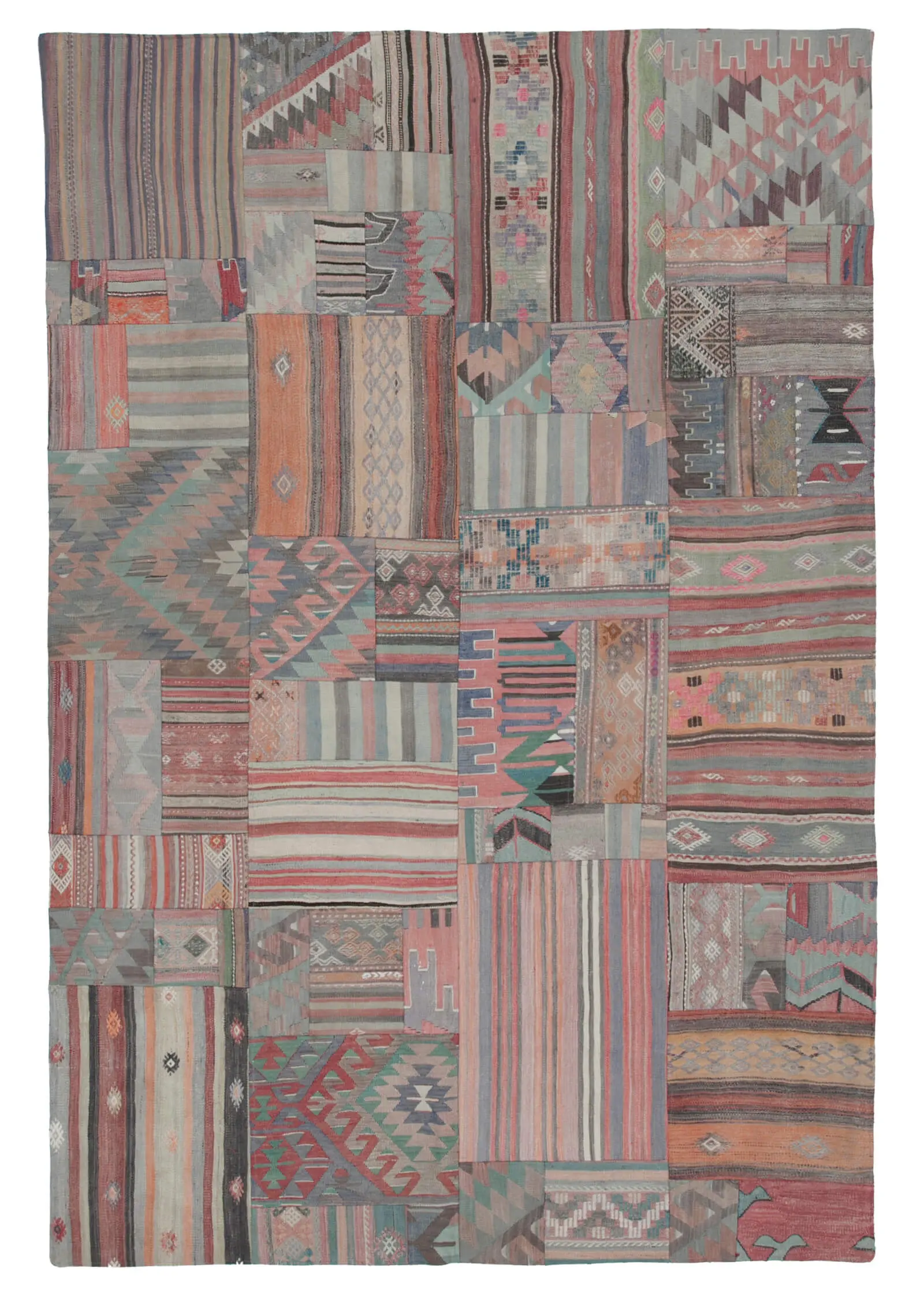 Rc_30468_1_Multicolor_Oriental_Kilim_Patchwork_Rugs Anadolu Patchwork Multi Renk Pamuk Üzerine Yün El Dokuma Kilim-202x302 - Görsel 1