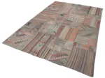 Anadolu Patchwork Multi Renk Pamuk Üzerine Yün El Dokuma Kilim-202x302 - Görsel 3
