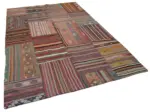 Anadolu Patchwork Multi Renk Pamuk Üzerine Yün El Dokuma Kilim-203x301 - Görsel 2