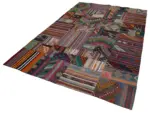 Anadolu Patchwork Multi Renk Pamuk Üzerine Yün El Dokuma Kilim-202x301 - Görsel 3