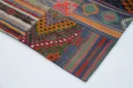 Anadolu Patchwork Multi Renk Pamuk Üzerine Yün El Dokuma Kilim-202x301 - Görsel 4