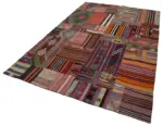 Anadolu Patchwork Multi Renk Pamuk Üzerine Yün El Dokuma Kilim-203x301 - Görsel 3