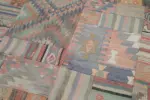 Anadolu Patchwork Kahverengi Renk Pamuk Üzerine Yün El Dokuma Kilim-202x301 - Görsel 6