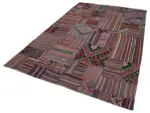 Anadolu Patchwork Multi Renk Pamuk Üzerine Yün El Dokuma Kilim-202x300 - Görsel 3