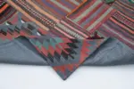Anadolu Patchwork Multi Renk Pamuk Üzerine Yün El Dokuma Kilim-202x300 - Görsel 5