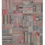 Anadolu Patchwork Kahverengi Renk Pamuk Üzerine Yün El Dokuma Kilim-202x300