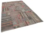 Anadolu Patchwork Kahverengi Renk Pamuk Üzerine Yün El Dokuma Kilim-202x300 - Görsel 2