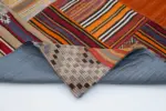 Anadolu Patchwork Turuncu Renk Pamuk Üzerine Yün El Dokuma Kilim-202x300 - Görsel 5