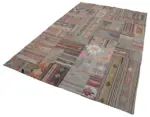 Anadolu Patchwork Kahverengi Renk Pamuk Üzerine Yün El Dokuma Kilim-201x302 - Görsel 3