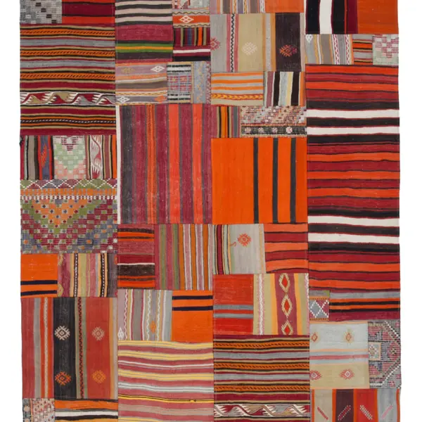 Rc_30486_1_Orange_Oriental_Kilim_Patchwork_Rugs