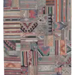 Anadolu Patchwork Bej Renk Pamuk Üzerine Yün El Dokuma Kilim-201x301