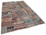 Anadolu Patchwork Bej Renk Pamuk Üzerine Yün El Dokuma Kilim-201x301 - Görsel 2
