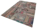 Anadolu Patchwork Bej Renk Pamuk Üzerine Yün El Dokuma Kilim-201x301 - Görsel 3