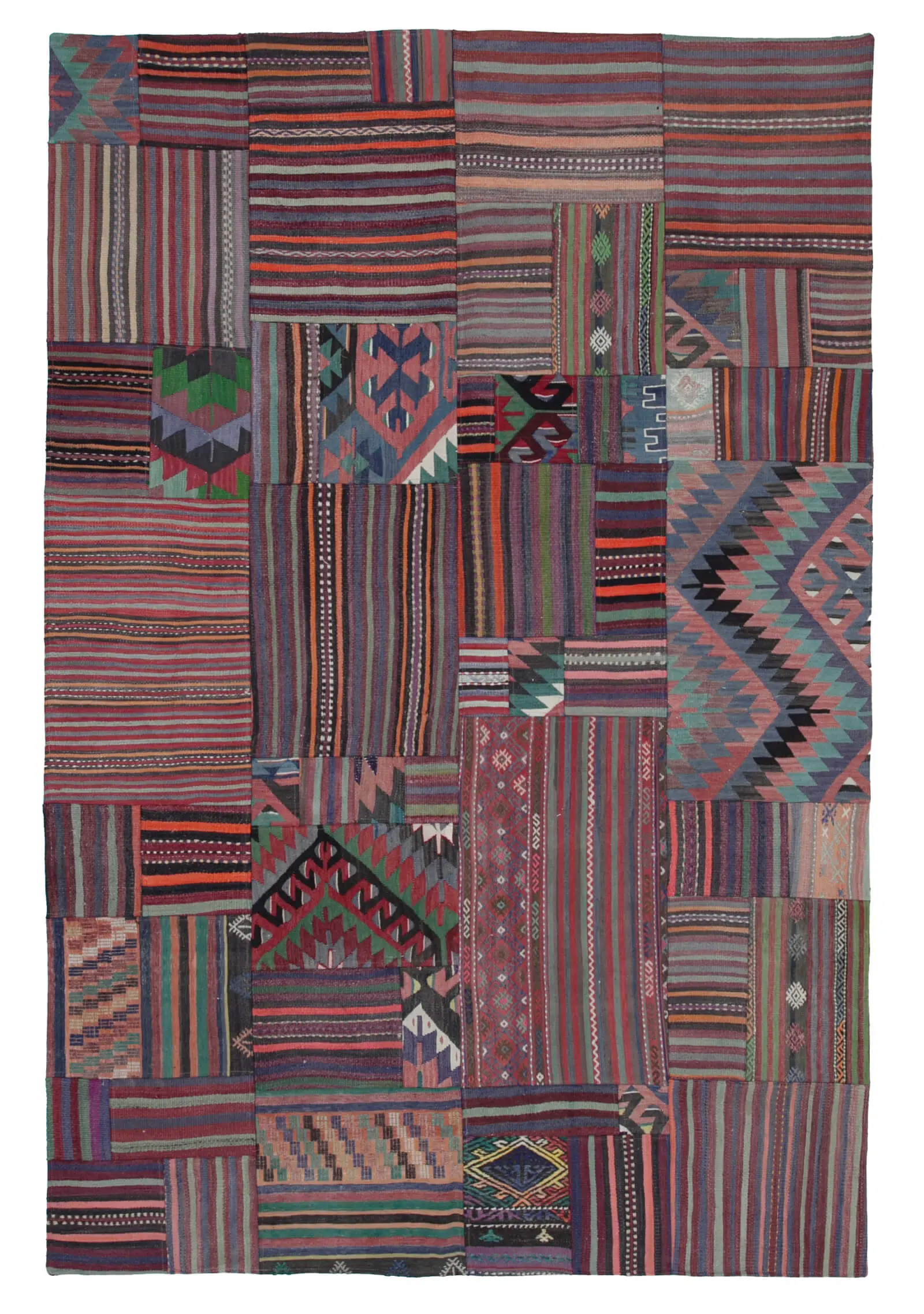 Rc_30488_1_Multicolor_Oriental_Kilim_Patchwork_Rugs Anadolu Patchwork Multi Renk Pamuk Üzerine Yün El Dokuma Kilim-202x302 - Görsel 1