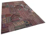 Anadolu Patchwork Multi Renk Pamuk Üzerine Yün El Dokuma Kilim-202x302 - Görsel 2