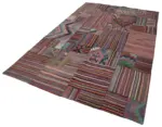 Anadolu Patchwork Multi Renk Pamuk Üzerine Yün El Dokuma Kilim-202x302 - Görsel 3