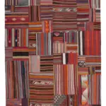 Anadolu Patchwork Multi Renk Pamuk Üzerine Yün El Dokuma Kilim-202x301
