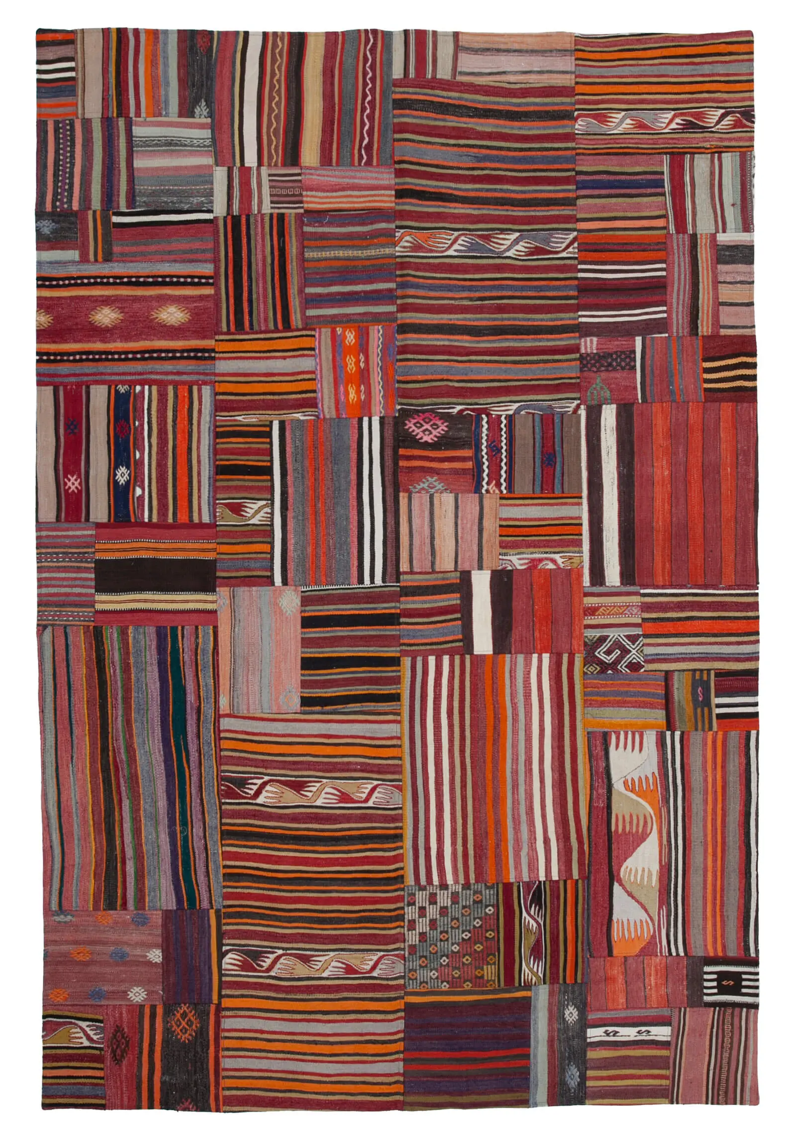 Rc_30490_1_Multicolor_Oriental_Kilim_Patchwork_Rugs Anadolu Patchwork Multi Renk Pamuk Üzerine Yün El Dokuma Kilim-202x301 - Görsel 1