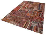 Anadolu Patchwork Multi Renk Pamuk Üzerine Yün El Dokuma Kilim-202x301 - Görsel 3
