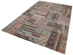 Anadolu Patchwork Kahverengi Renk Pamuk Üzerine Yün El Dokuma Kilim-202x302 - Görsel 3