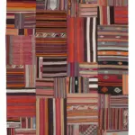Anadolu Patchwork Multi Renk Pamuk Üzerine Yün El Dokuma Kilim-202x301